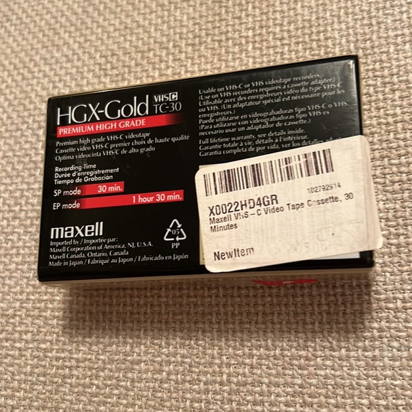 Maxwell TC-30 VHS-C HGX-Gold Tape - Picture 2 of 2